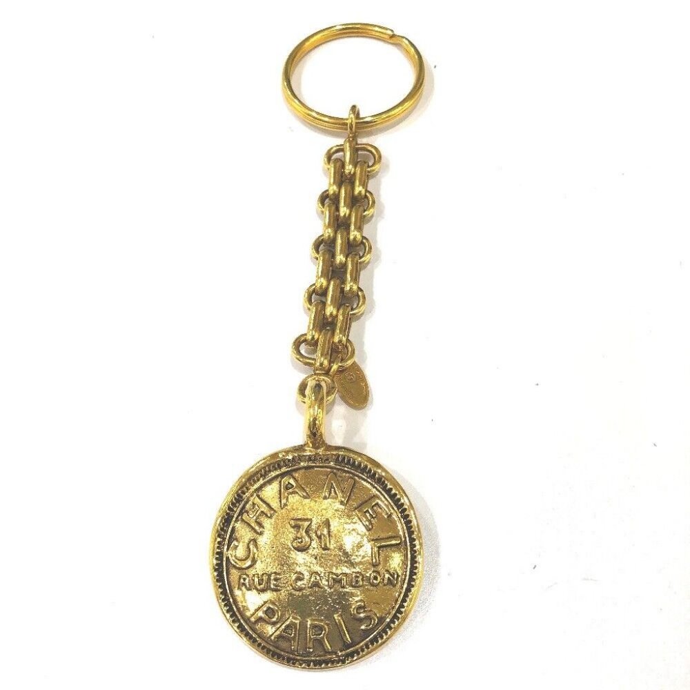 CHANEL 31 vintage RUE CAMBON Bag Charm Key Holder Gold Plated Gold
